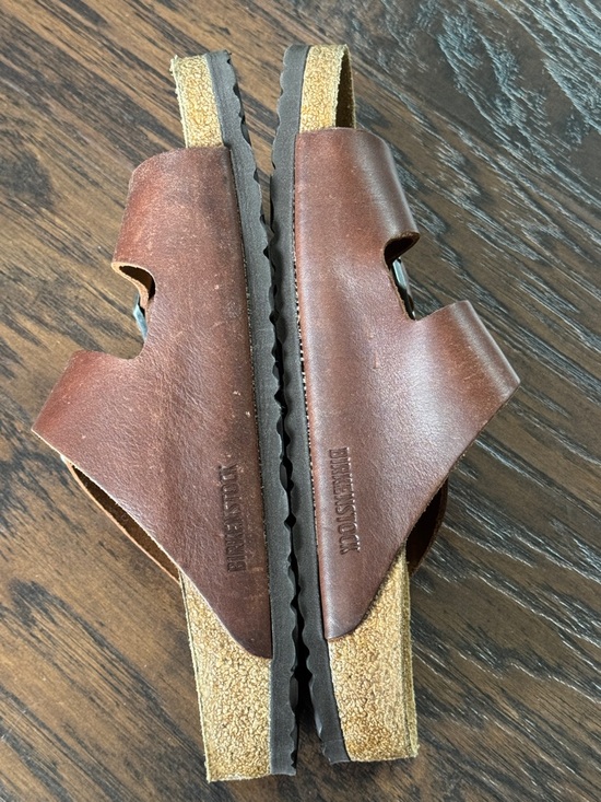 Birkenstock Brown Leather Two-Strap Men's Sandals, Sz 9, Like New - Picture 13 of 16